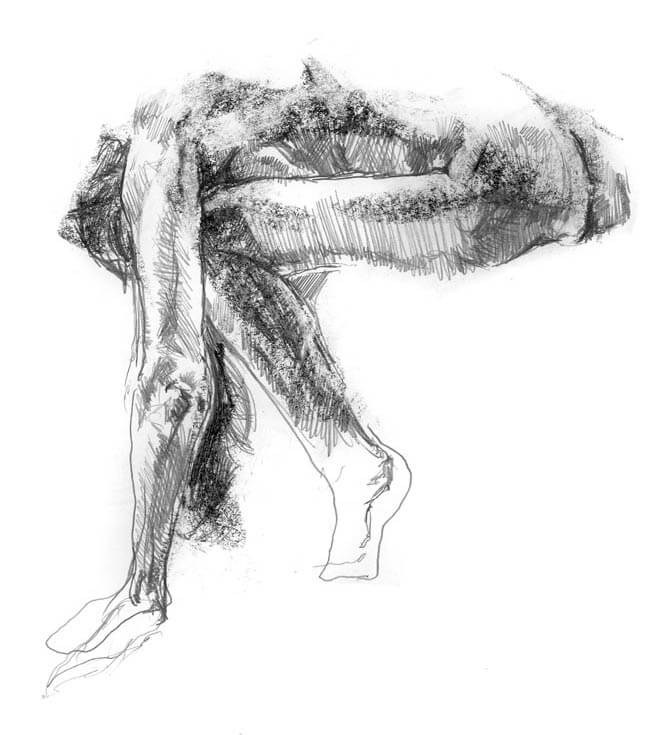 Female model seated in an extreme forward bend