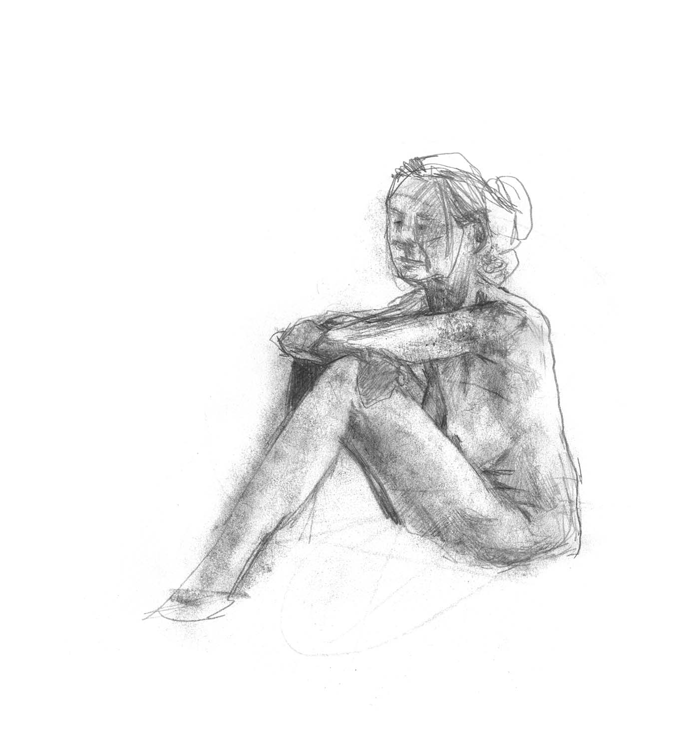 Female model standing with hands together.