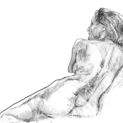 Female model laying on her side